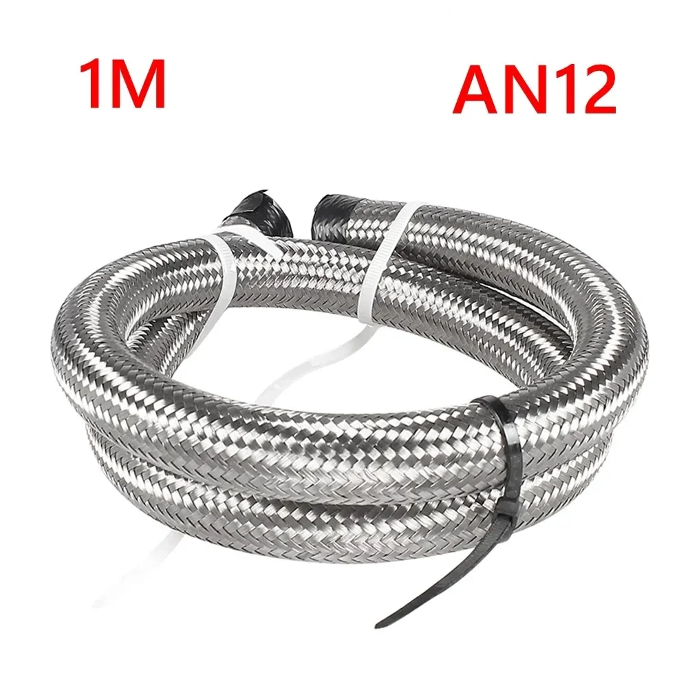 16FT 5M AN4 AN6 AN8 AN10 AN12 Olie Brandstof Slang Olie Gas Cooler Slang Line Buis Nylon Roestvrij staal Gevlochten Binnen Cpe Rubber - afbeelding 1