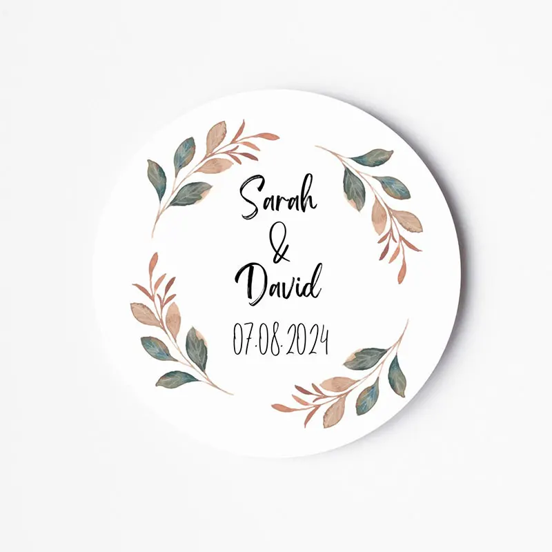 Custom Text Wedding Label Stickers Personalized Bride and Groom Names, Wedding Favors, Plant Stickers