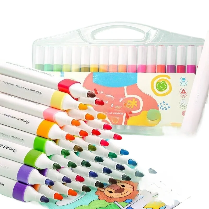 Washable Watercolor Pen Set Portable Handheld Box 12 24 36 48 Colors Art Supplies for Kids Students Drawing Coloring