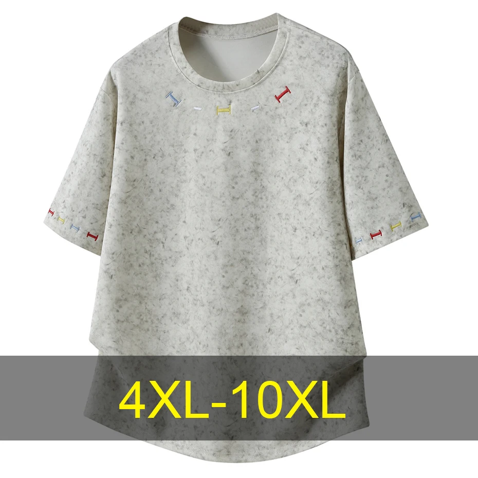 

Summer Tie Dye T-shirt Men 10XL Plus Size Tops Tees Embroidery Design Fashion Casual Short Sleeve Tshirt Male Big Size 10XL
