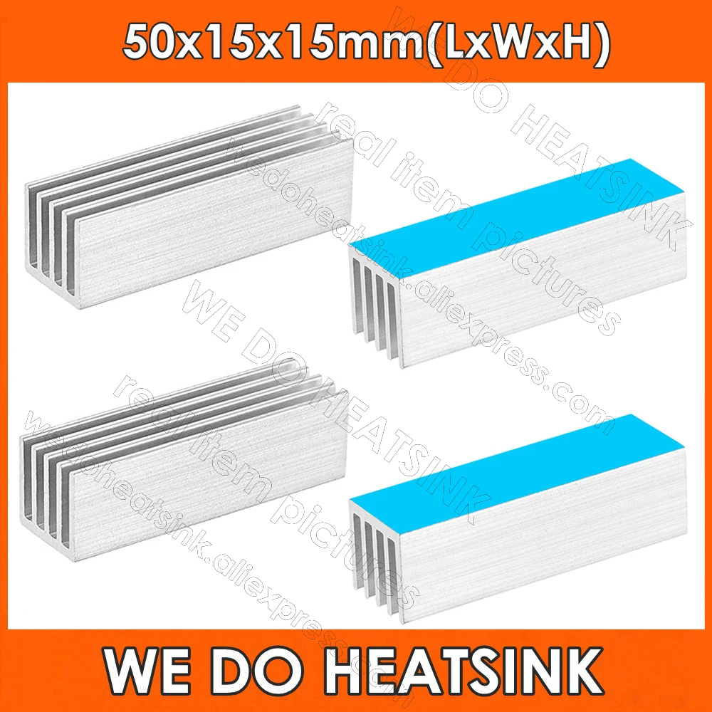 Wholesale 50x15x15mm Long DIP28 Silver Aluminum Heatsink Cooler Radiator With Thermal Conductive Heat Transfer Adhesive Pad