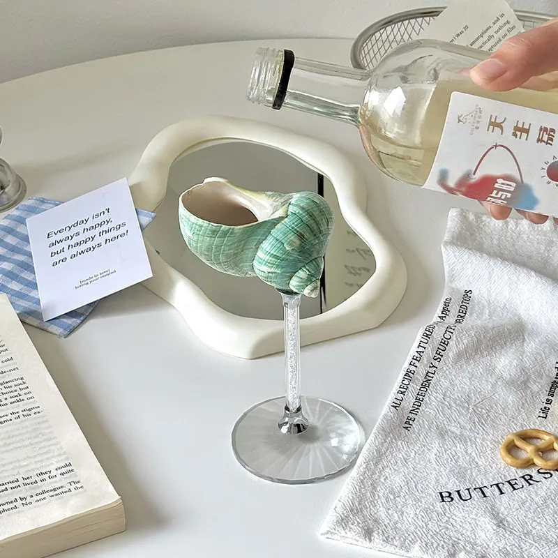 Unique Creative Shell Wine Glass, Bar Cocktail Goblet, Wedding Toast Cup, Aesthetic Photo Props Elegant Wedding Stemware