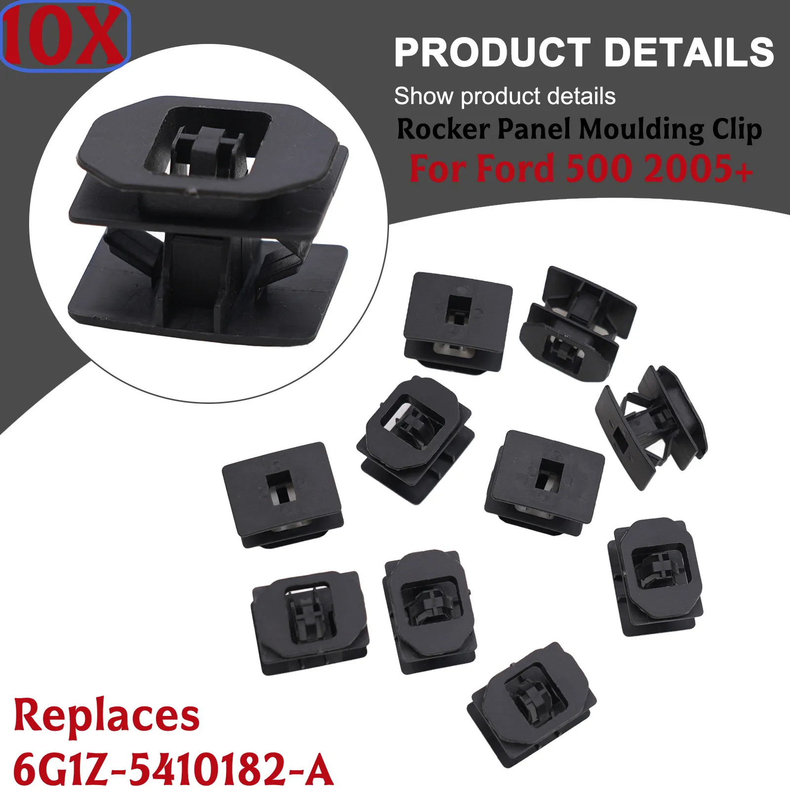 10 clips de moldura para panel basculante de coche 6G1Z- 5410182 -A para Ford 500 2005+ Clip de moldura de Panel basculante de nailon negro accesorios de coche