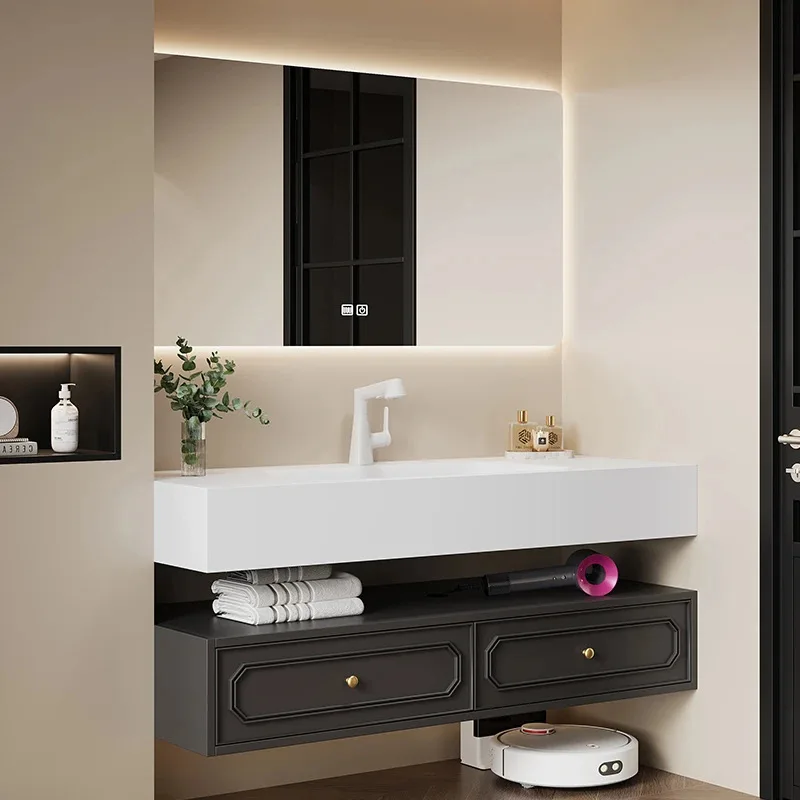 

Minimalist style pure acrylic split bathroom cabinet hot bending integrated basin hand washbasin combination