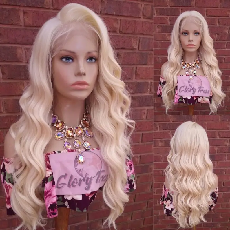 

Белый парик Объемная волна Парик фронта шнурка 13x4 HD Водяная волна Фронтальный парик Синтетический Высокое качество Ежедневно готовый к ношению для White Wemon