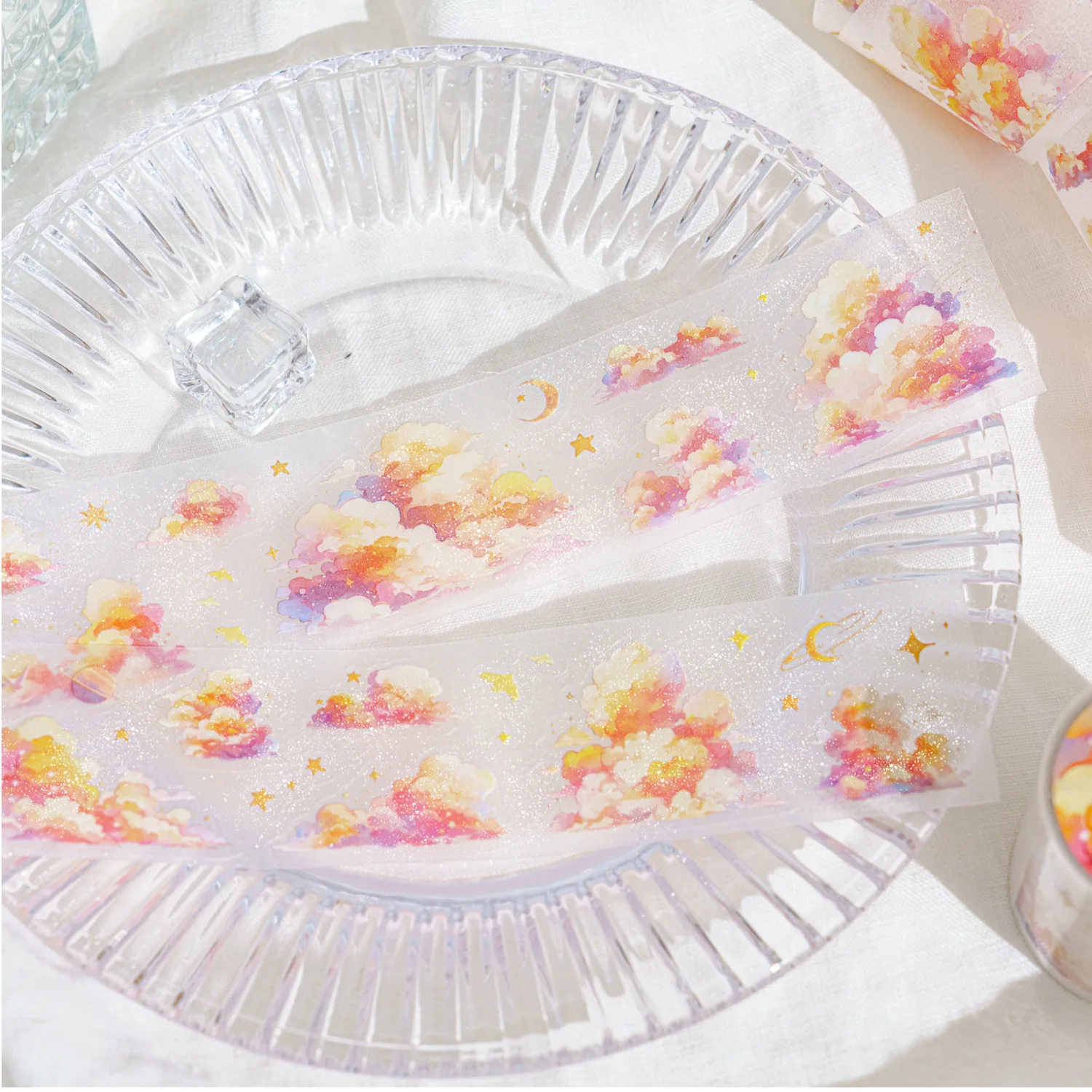 

40mm*200cm Sky City Series Dreamy Cloud Landscaping PET Tape Creative DIY Journal Material Collage Stationery
