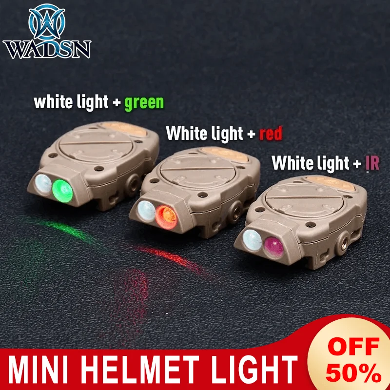 WADSN Tactical Mini Helmet Light White Red Green IR Fast Helmet Lights Airsoft Hunting Survival Switch Lamp for Picatinny Rail  work lights linear lamps ip68 lighting atex led emergency lamp ip67 explosion proof light ip66