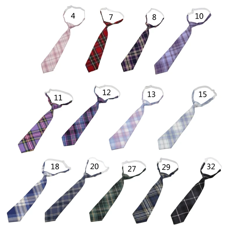 

Casual Plaid Necktie for Boy Girl Lazy JK Ties Uniform School Student Tie