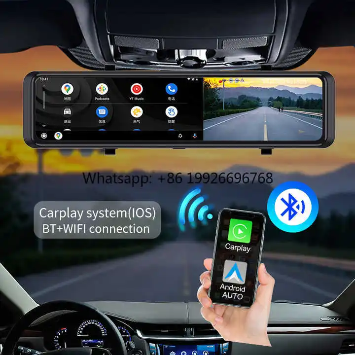 

12Inch Android 10 4G+64G Car RearView Mirror Stream Media Dual Lens 1080P Camera ADAS DVR Dash Cam 4G Wifi GPS Navigator Dashcam