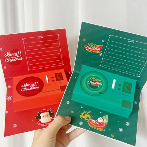 Christmas Folding Gift Blessing Card 3D New Year Party Recording greeting card Perfect Gift for Parent Sibling Teacher Classmate
