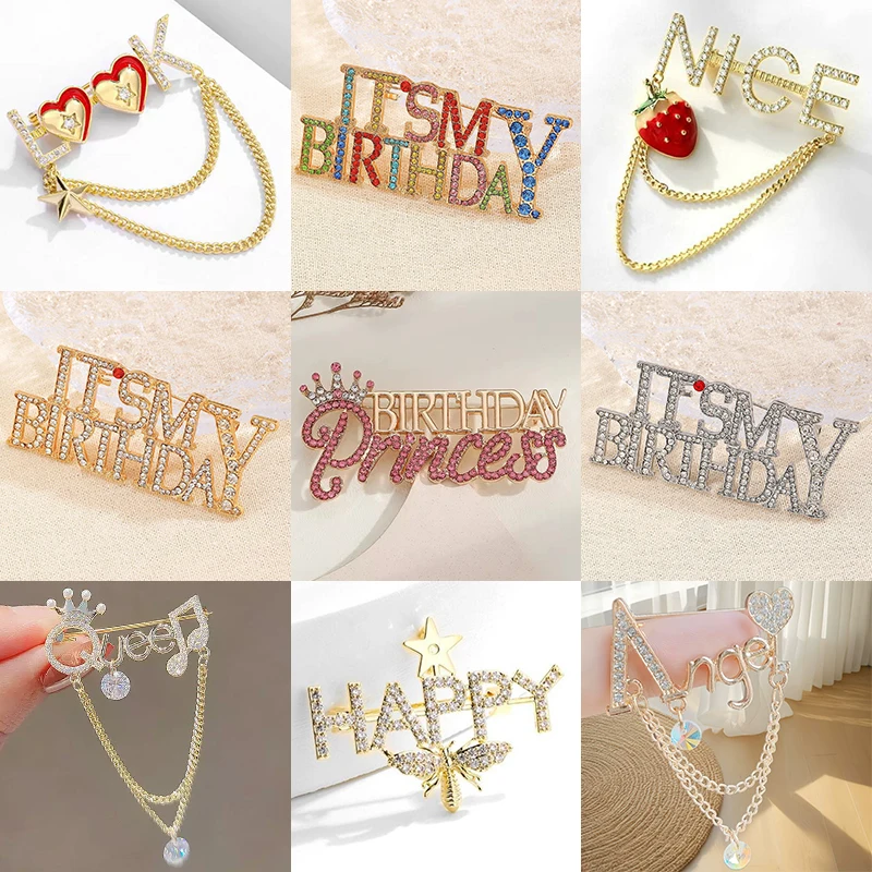 Exquisite Letter Brooch for Girls Women Delicate Brooches Pins Jewelry Accessories Birthday Gifts 2025 Trend