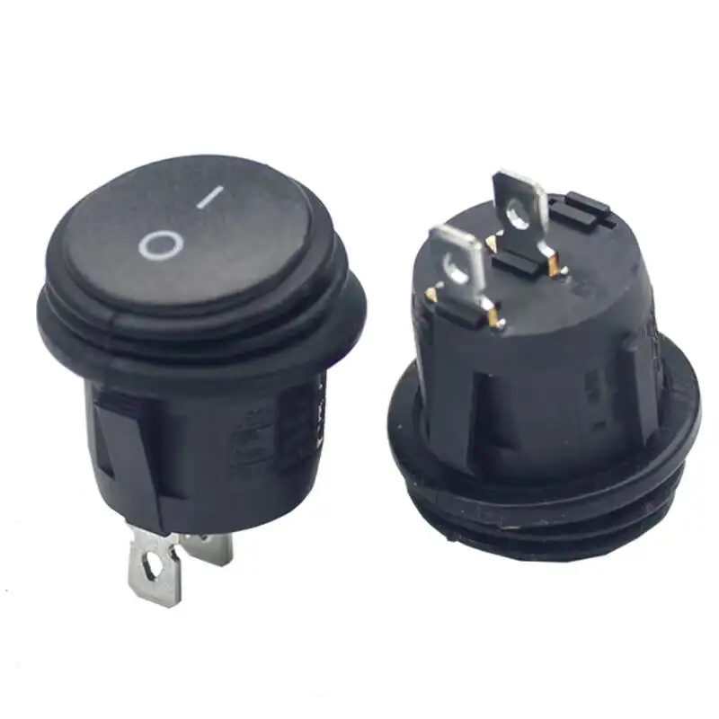 IP65 6A Waterproof ON-OFF Black Mini Rocker 3 PIN Illuminated Switch