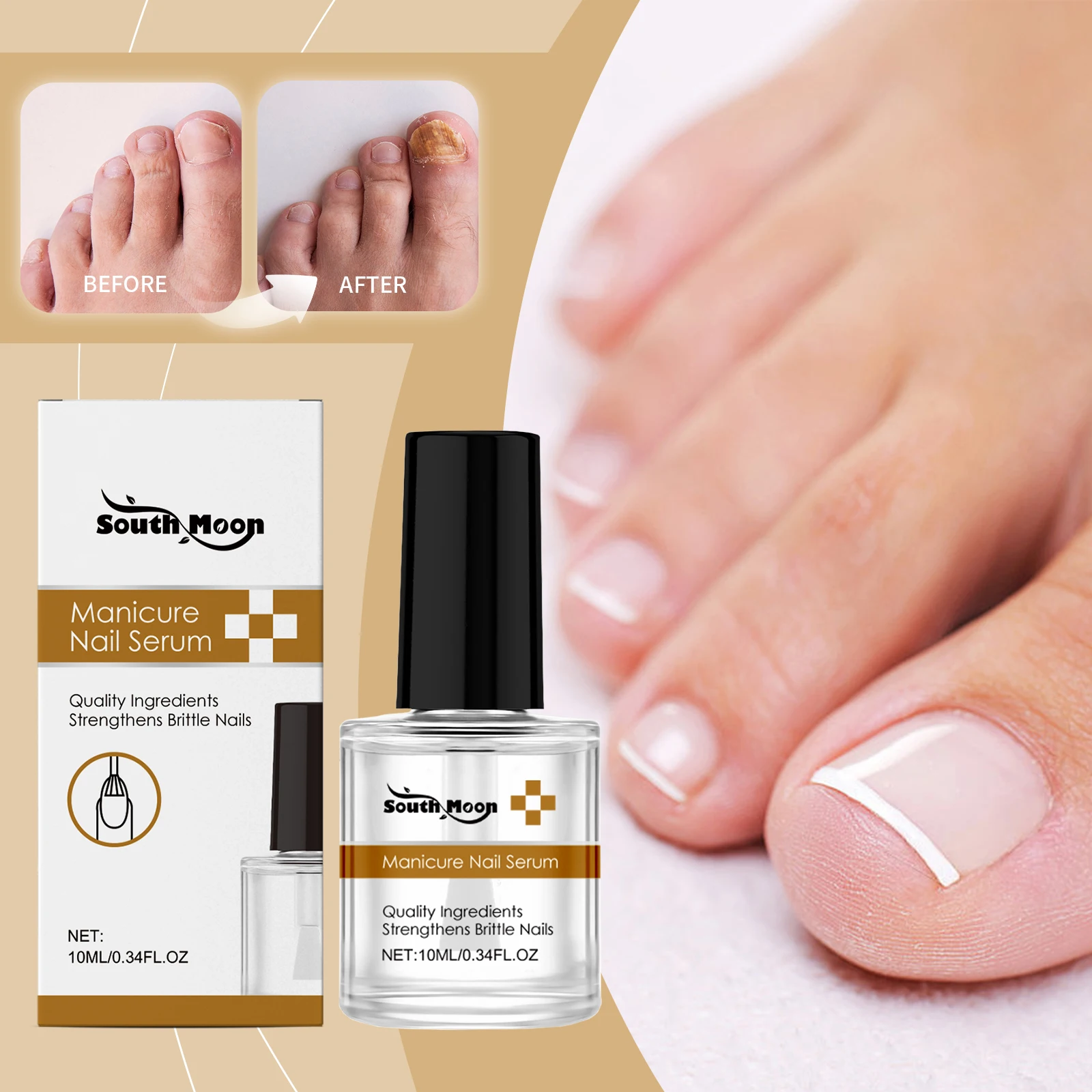 Nail Growth Serum - Strengthening Treatment for Brittle Nails - Manicure Care with Keratin & Biotin - Repair Weak