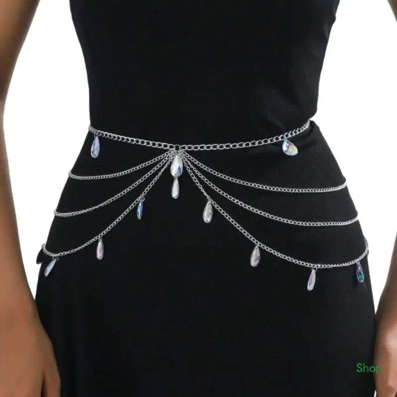 

Dropship Sexy Diamante Belt Punk Hip Hop Body Chains Subculture Stage Shows for Women