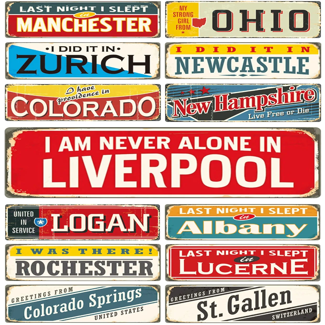 Outdoor Metal Tin Signs Instagram Style Liverpool Street Signs Amusement Park Scenic Retro Road Signs Country Retro Decorative