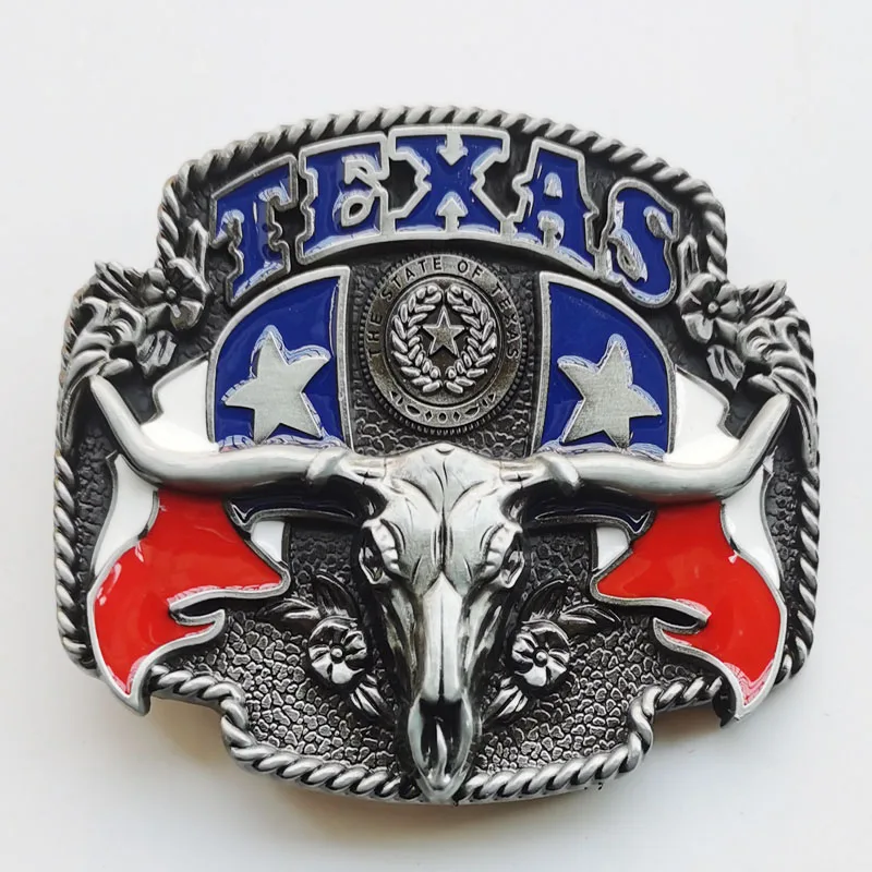 

Men Metal Belt Buckle Accessory Western Style Texas Longhorn suitable for 3.8-4cm wideth snap on belt with continous stock