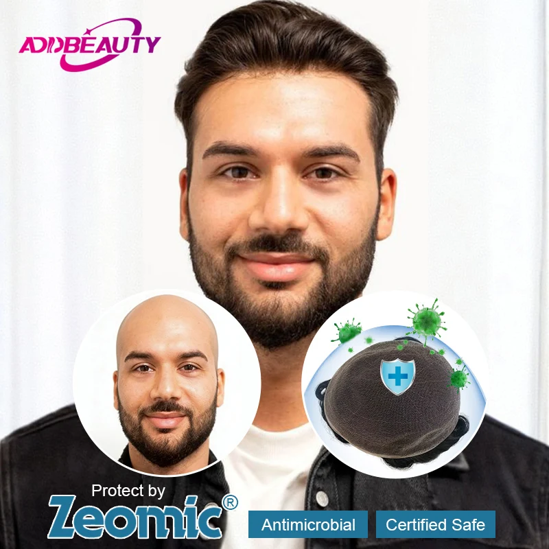 

Antimicrobial Full HD Lace Man Toupee With Bleached Knots 100% Indian Remy Human Hair Breathable Men's Capillary Prosthesis Wigs