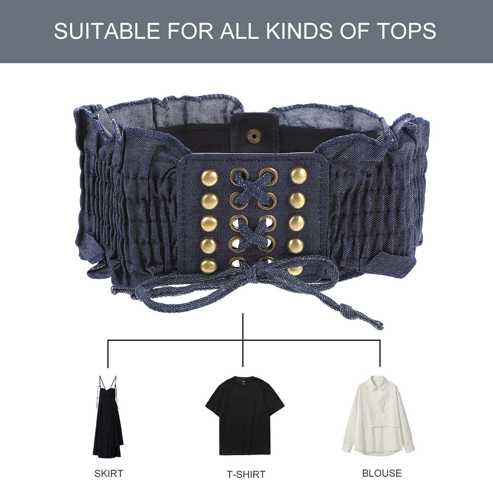 

Lace Denim Waist Seal Decorative Waistband Elastic Girdle Exquisite Macrame Canvas Eye-catching Chic