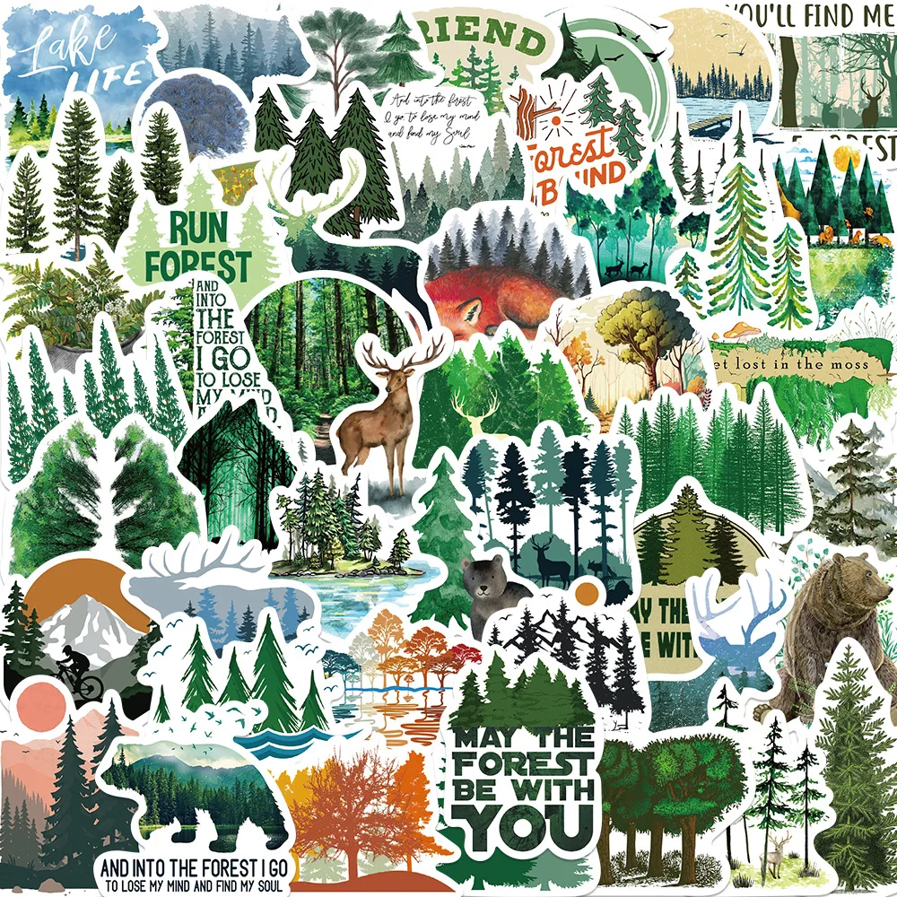 Phone Cases Quotes - 50PCS Green Forest Graffiti Stickers Adventure