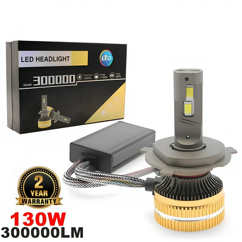 130W 300000LM 6000K LED Headlight Bulb P65 H1 H3 H4 H7 H11 9005 9006 9012 H19 Super Bright Easy Install Car LED Bulb