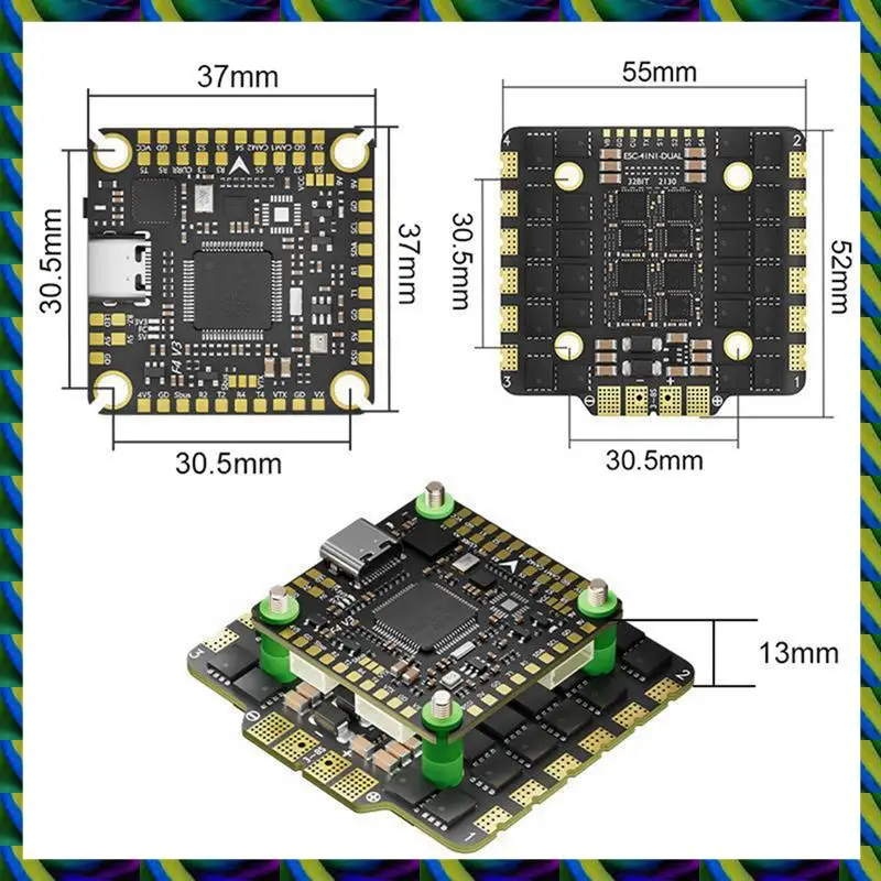Harian F480 V3 FC & ESC FPV Stack F405 Pengendali Penerbangan V3 + 80A AM32 ESC BEC Ganda untuk Drone RC FPV