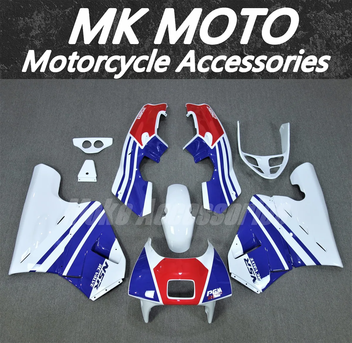 

Moke moto Motorcycle Fairings Kit Fit For NSR MC18 1989 Bodywork Set High Quality Abs Handmade mould Blue White