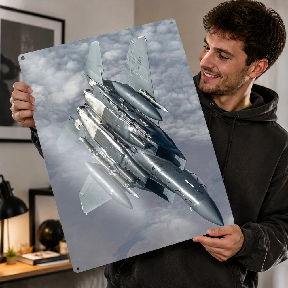 F-15 Strike Eagle Inverted Flight Aluminum Poster Personalized Metal Sign Pilot Heritage Wall Art Made For Aviation Historians