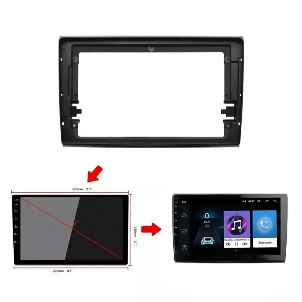 For FIAT Bravo (198) 2006-2016 2 Din 9 Inch Car Radio Installation DVD GPS Mp5 ABS PC Plastic Fascia Plane Frame Dash Kit