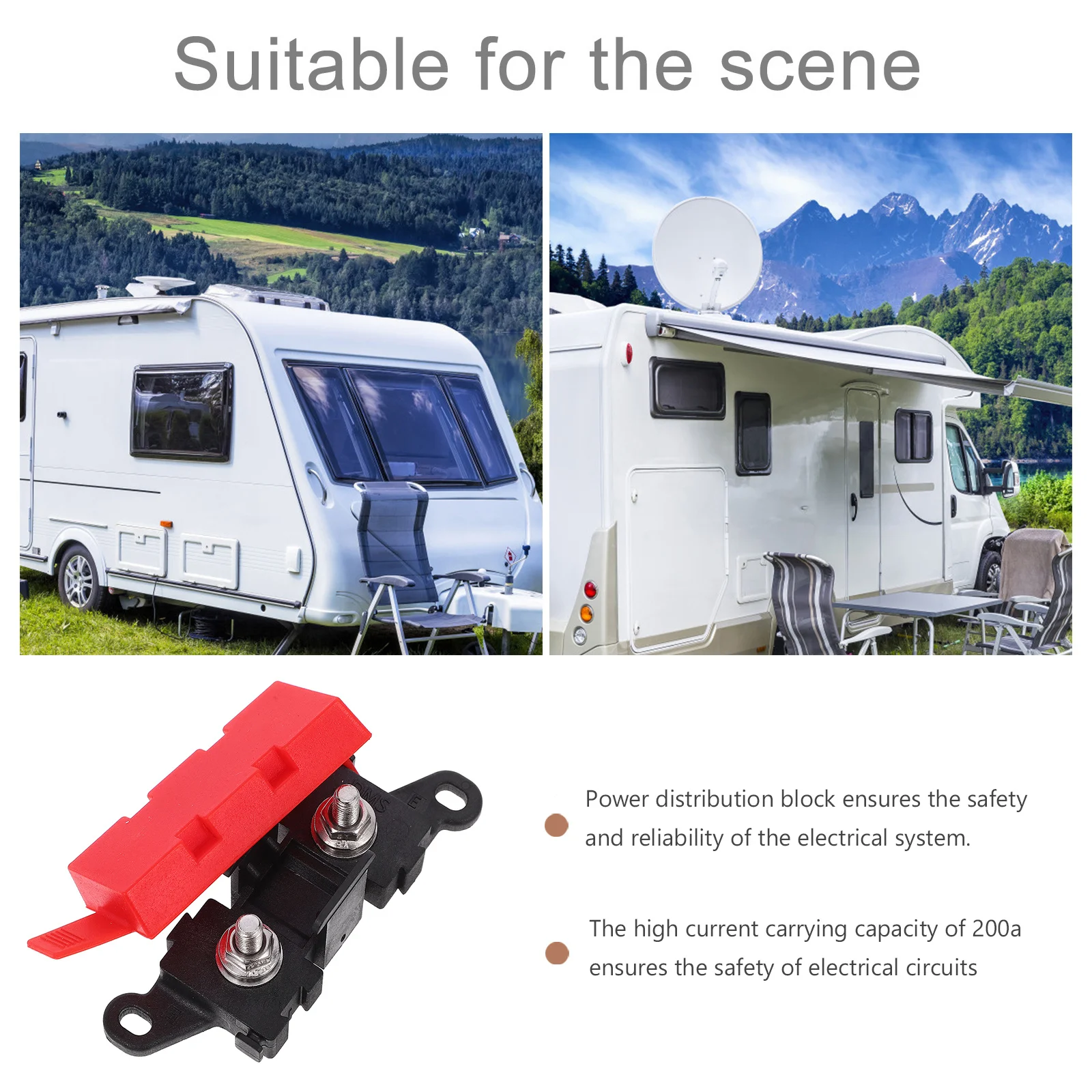 

Power Distribution Terminal Block Car Audio Fuse Block 200a High Current Carrying Capacity Rv Trucks Bus Bar Marine