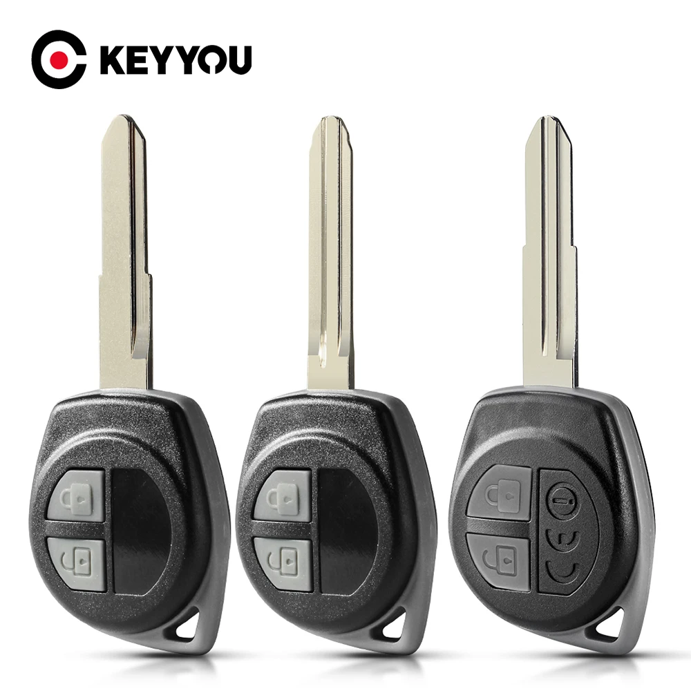 KEYYOU 2 Buttons Replacement Remote Car Key Shell Case For Suzuki Grand Vitara SWIFT HU133R/TOY43/SZ11R Blade Rubber Button Pad