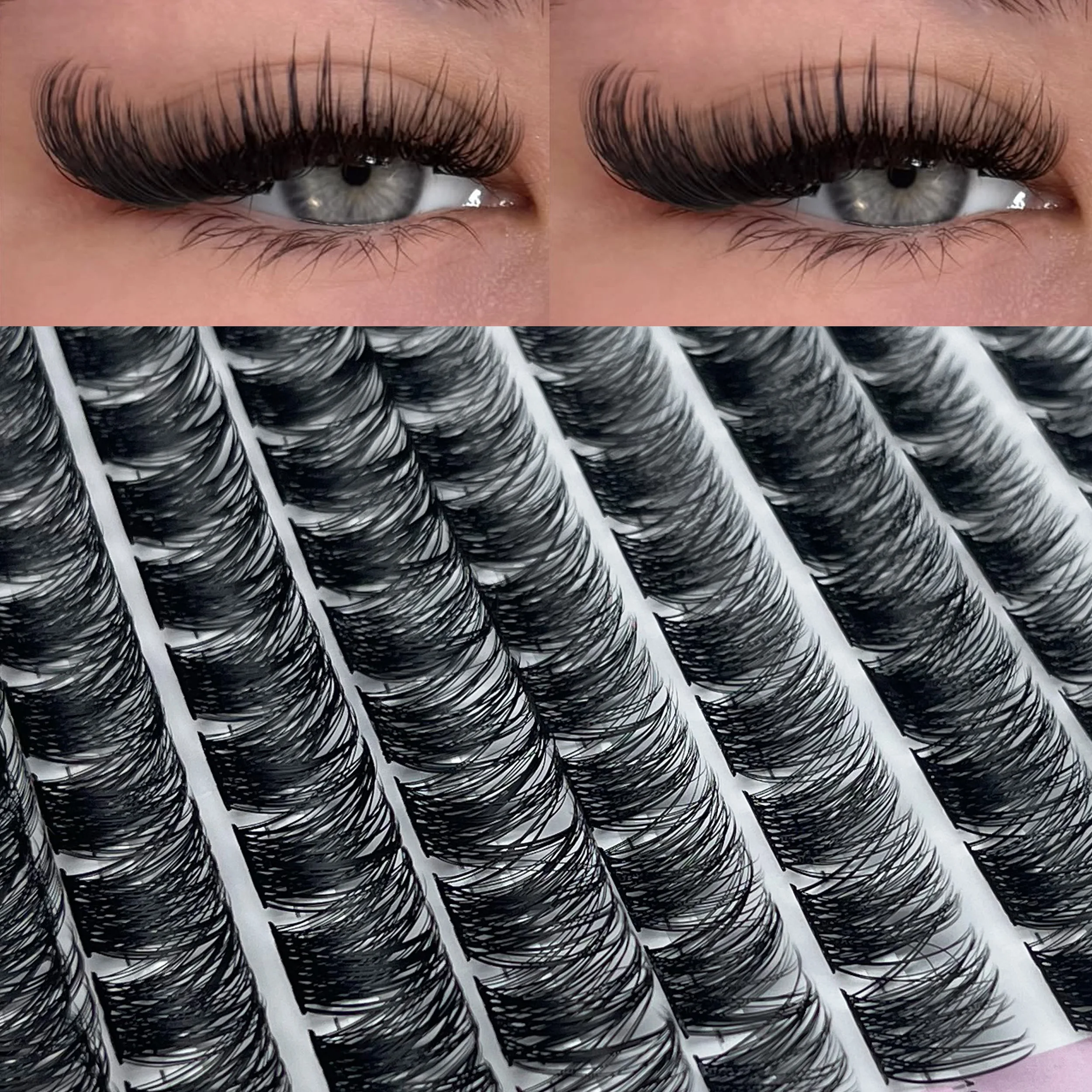 10 linhas de cílios individuais cluster d curvado 8-14mm comprimento misto natural fino segmentado cílios diy extensão de cílios ferramenta de maquiagem