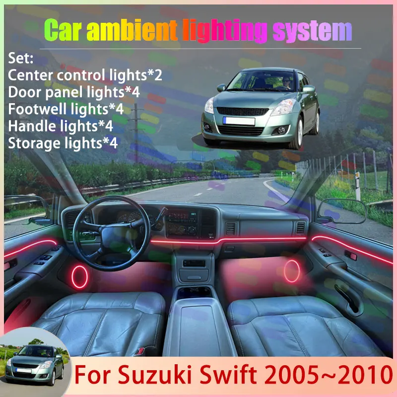 For Suzuki Swift AZG MK2 2011~2017 2012 2013 2014 2/18 in 1 Car Atmosphere Light Lamp RGB Shade Ensemble Streamer Atmosphere Set