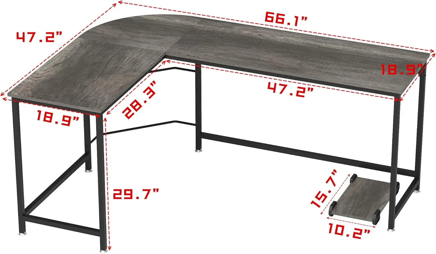 Reversible L Shaped Desk White -Corner Gaming Computer Desk, Office Workstation Modern Home Study Writing Wooden Table