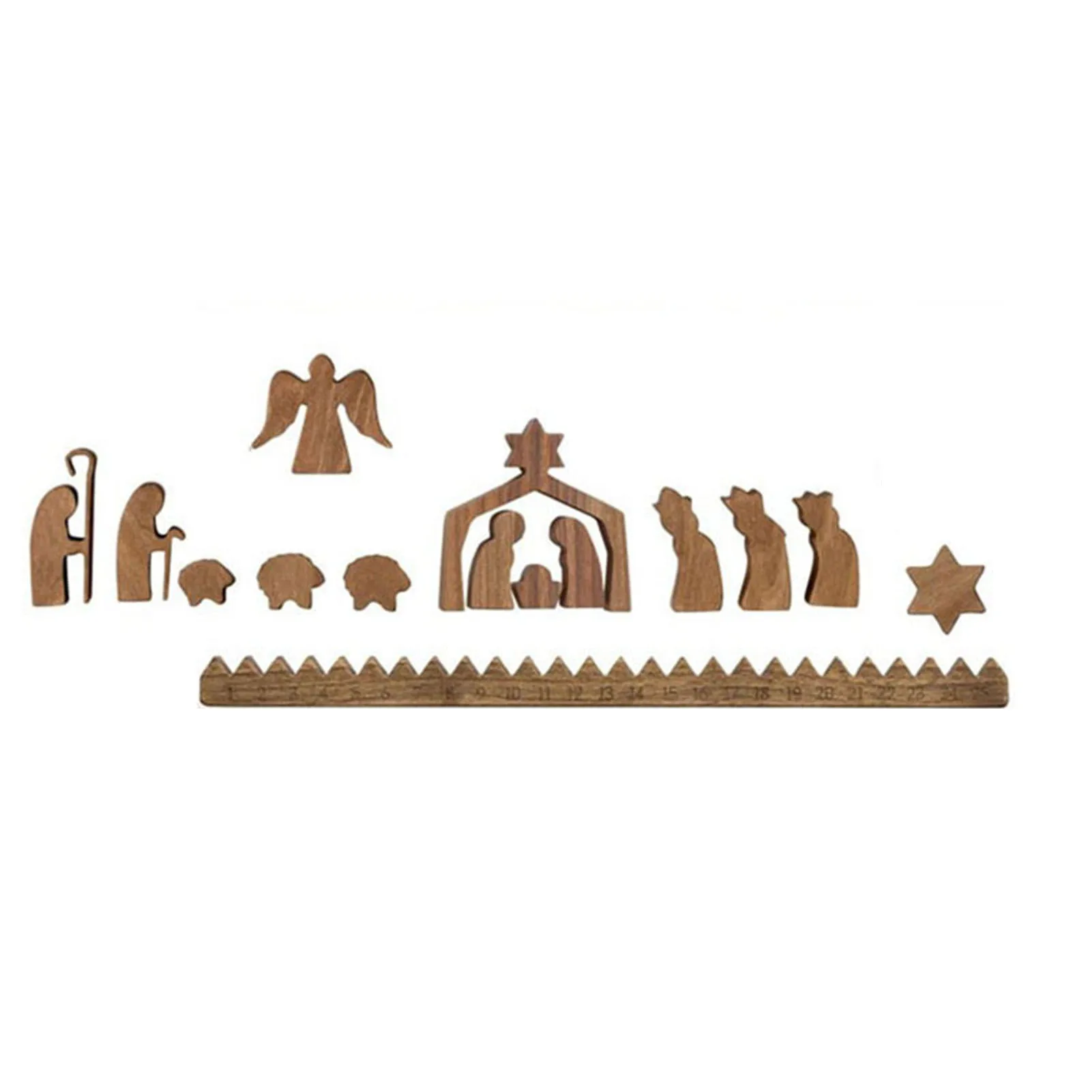 1 Set Christmas Calendar Wooden Advent Calendar Sets Simple Desktop Ornament for Home Living Room Office Home Accessories