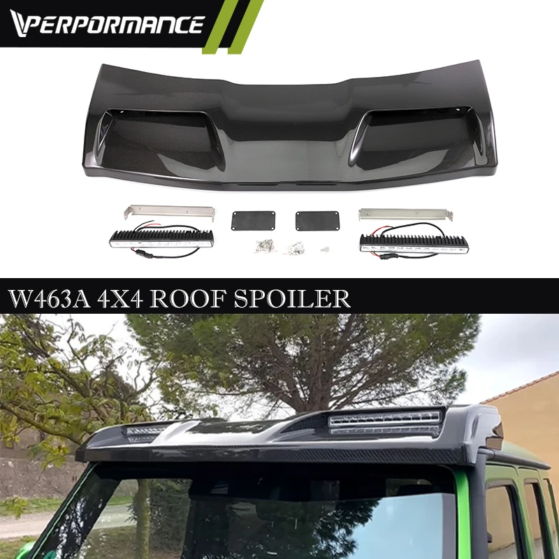 

2023 New G Wagon G63 4X4 Roof Spoiler Carbon FIber G Class W463A G63 Upgrade 4X4 Front Wing With LED Roof spoilers Carbon Light