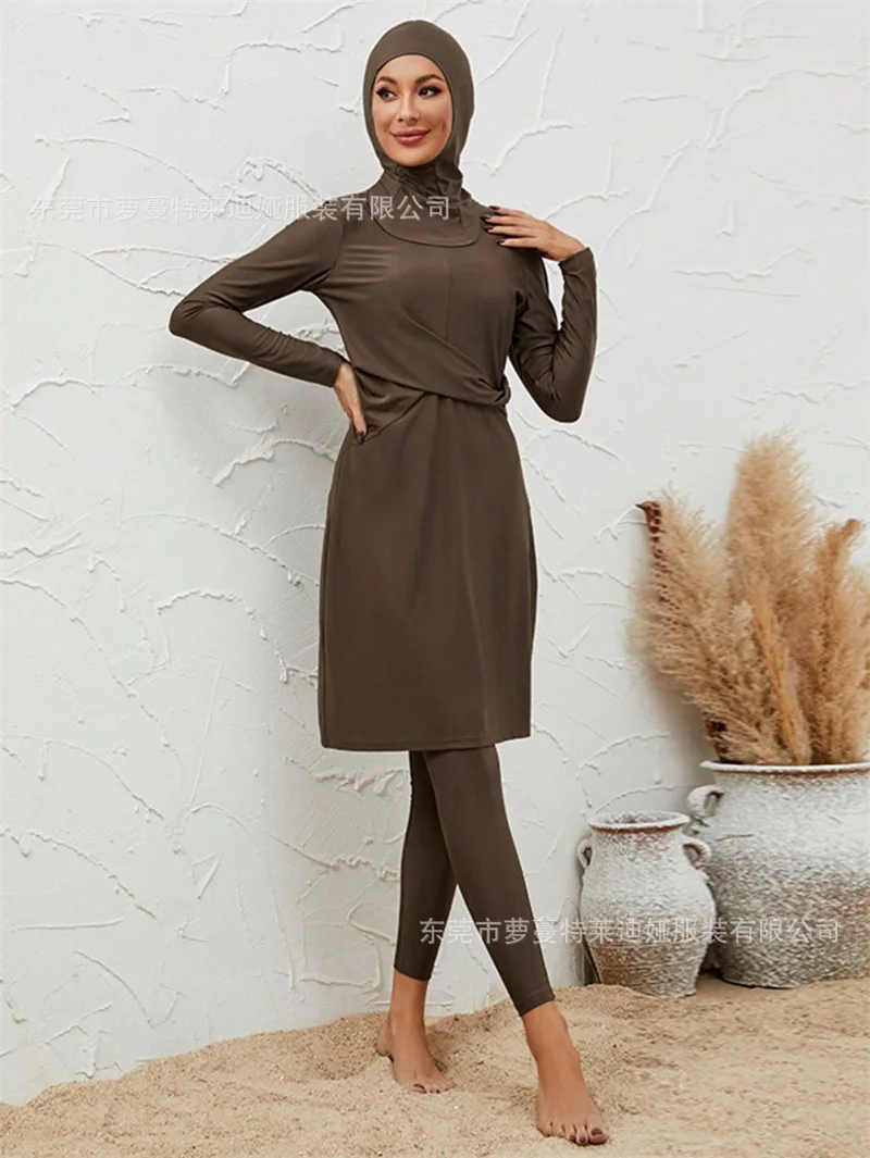 

3PCS Muslim Modest Burkini Swimwear Abaya Swimsuit For Women Abayas Hijab Islamic Long Sleeve Full Cover Ups Swimming Suit Swim