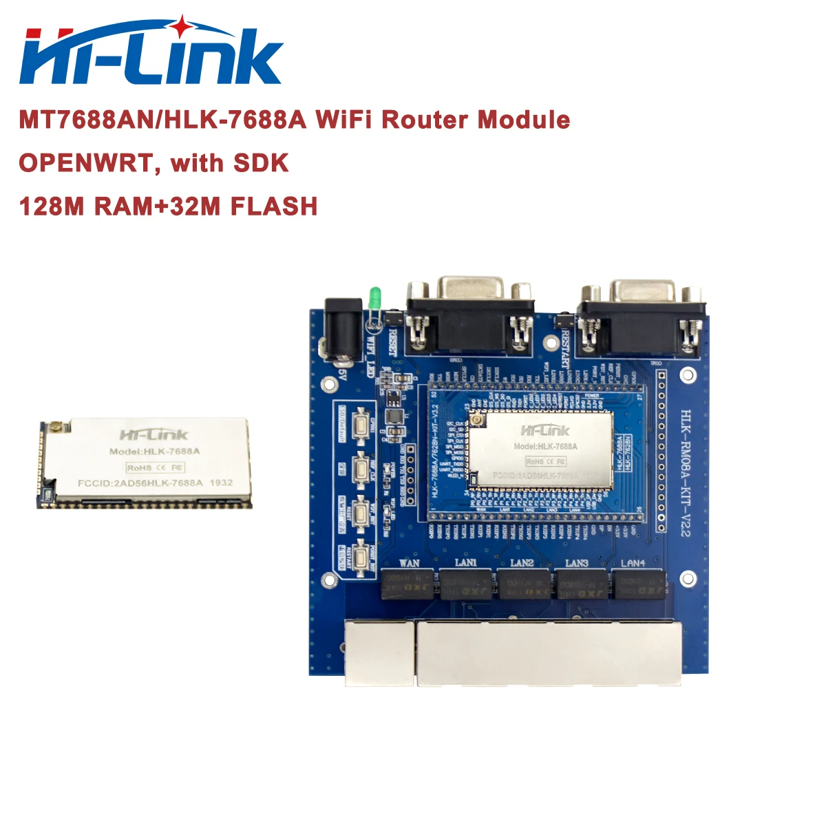 HLK-7688A Wireless Openwrt WiFi Router Module Startkit with Test Board 150Mbps