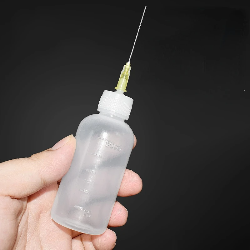 Botol Alkohol Cair 50Ml dengan Skala untuk Dispenser Pasta Fluks Solder Rosin untuk Alat Perbaikan Pengelasan Pembersihan PCB Ponsel