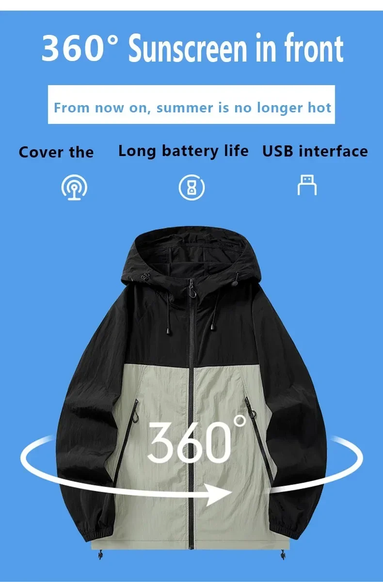 Men Women Smart Air Conditioning Cooling Jacket with Fans Intelligent Heat Dissipation UV Protection Outdoor Work Clothes Summer