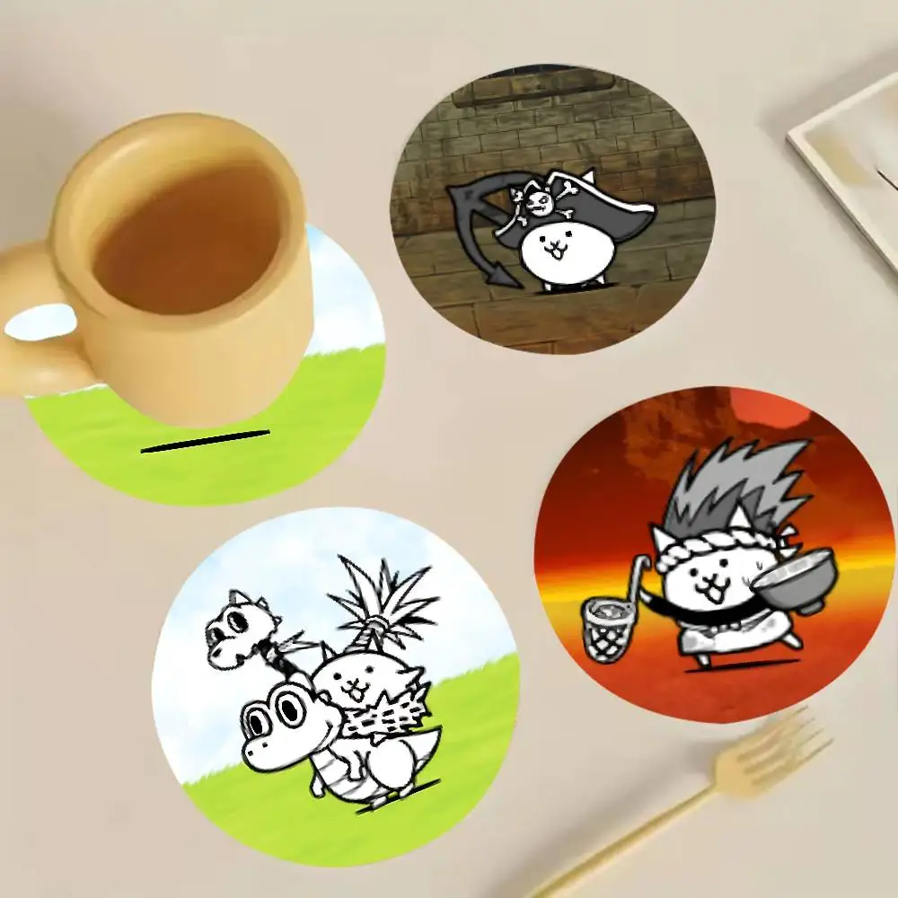 T-The Battle Cats Wooden Cup Mat Cappuccino Vodka Juice Water Coaster for Flower Shop