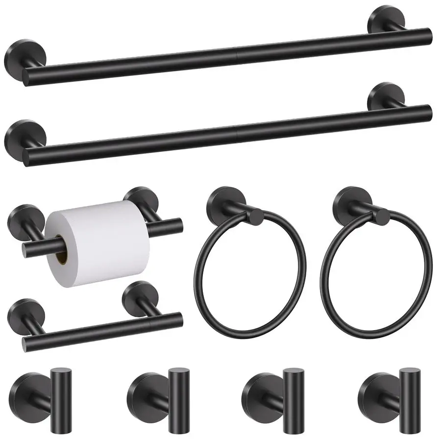 

Pieces Matte Black Towel Bar Set, Black Bathroom Hardware Set Toilet Paper Holder Towle Racks for Bathroom Upgraded Stainless St
