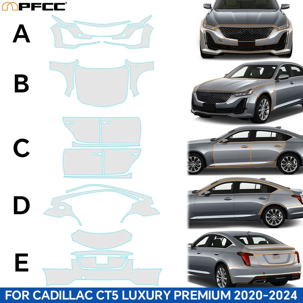 PPF For Cadillac CT5 Luxury Premium 2020-2024 Anti-scratch Paint Protection Film Pre-cut PPF Car Body Clear Bra Resistant Cover