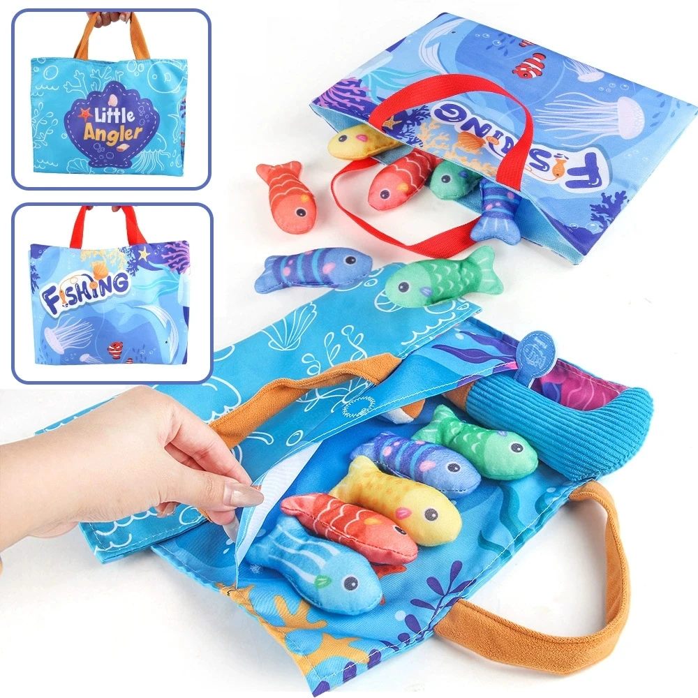 Brinquedo montessori para crianças, jogo de pesca de pano com copos de empilhamento, classificação de cores, brinquedo de educação precoce, contagem de números, brinquedo de matemática, presente