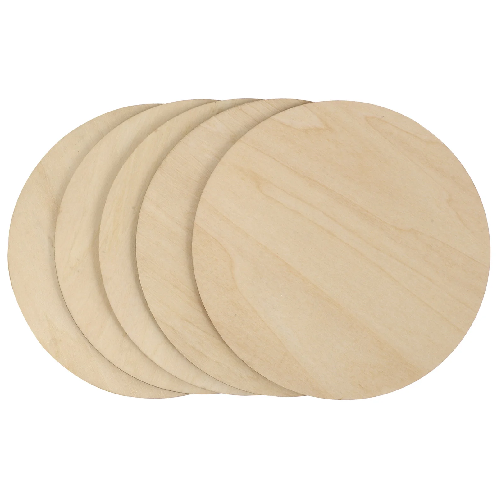 

5 Pcs Round Wood Chips Stir Hotfix Tape Removable Top Blank Board Plain Wooden Slice DIY Discs Wheel