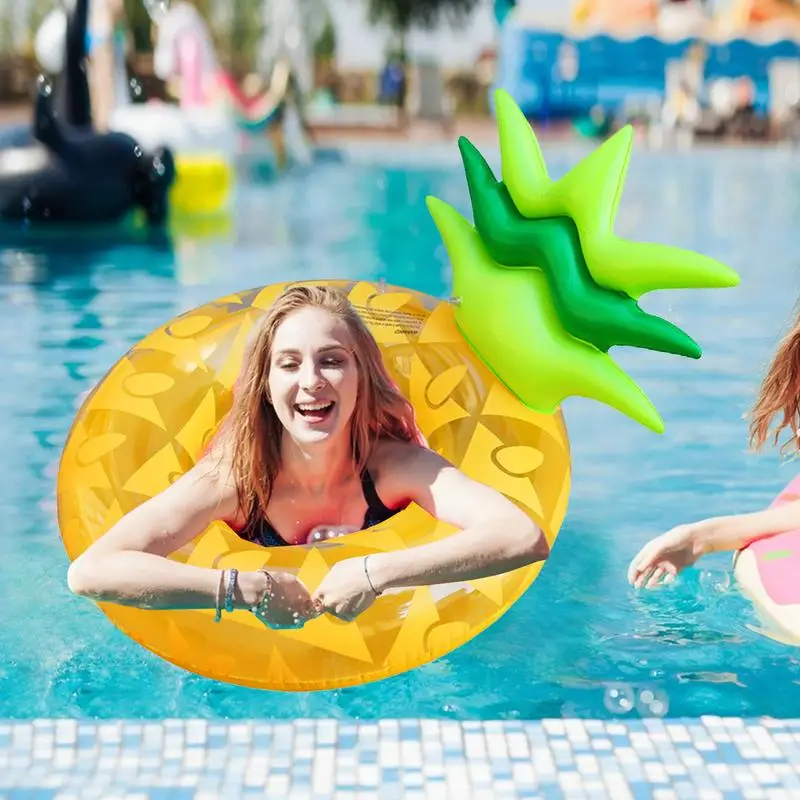 Flotteur gonflable en PVC en forme d'ananas pour piscine, flotteurs d'été confortables et portables avec dossier