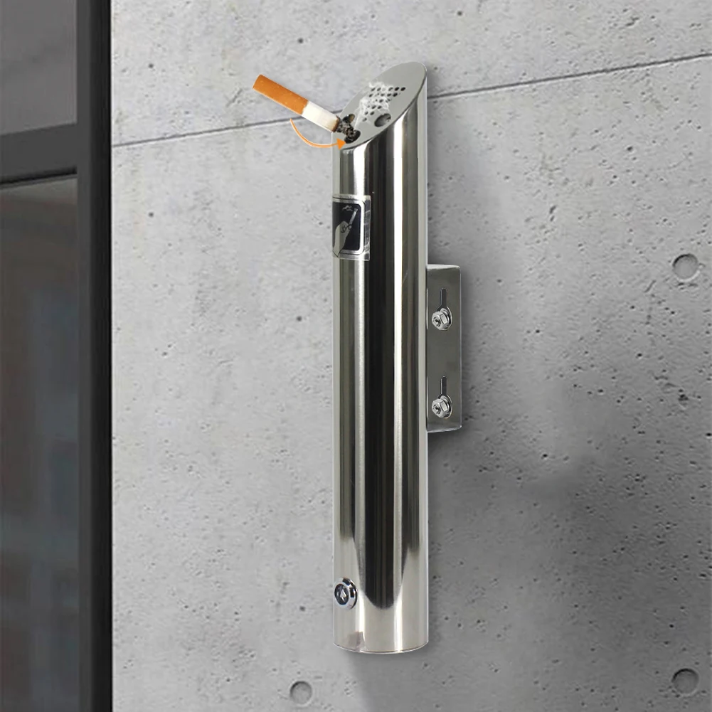 An der Wand montierter Zylinder-Zigaretten-Aschenbehälter aus Edelstahl für den Außenbereich, wasserdicht, für den Eingangsbereich im Einkaufszentrum, Hotel, Aufzug