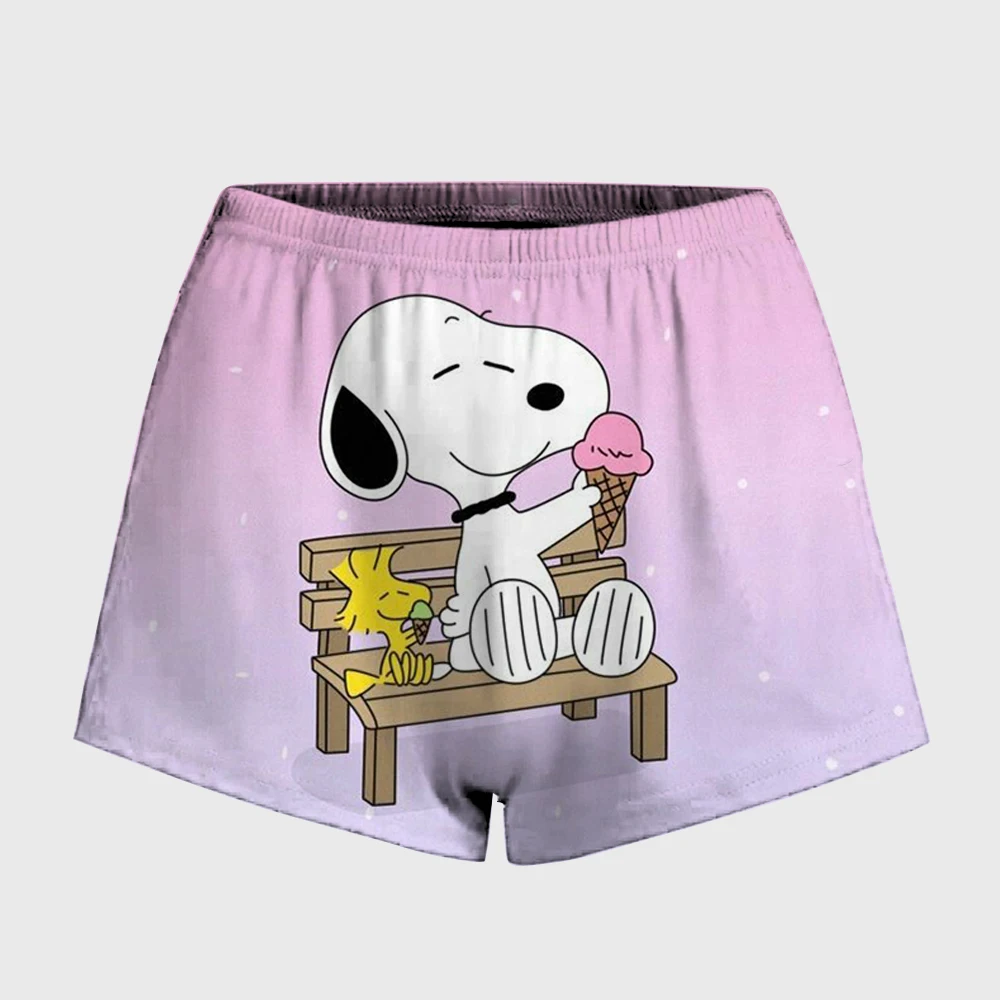 Snoopy print Fashion Fitness Running Athletic Tights Shorts Women Short Workout Legging Soft Yoga Fitness Clothing Sports Gym We