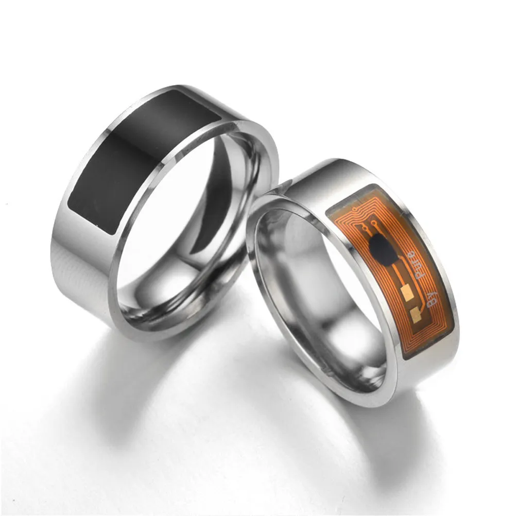 NFC Smart Ring 8Mm Black Multi-Functional Digital Ring for Unlock Mobile Phones Apps Data Transfer Privacy Encryption