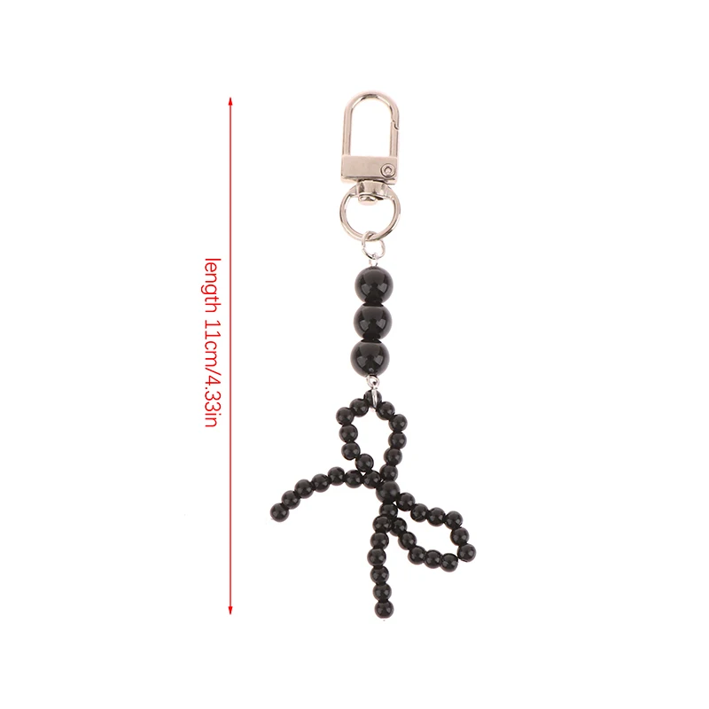 Korean Bowknot Keychain Simple Bow Beaded Keyring Imitation Pearl Key Holder Bag Pendant Camera Strap Girl Gifts