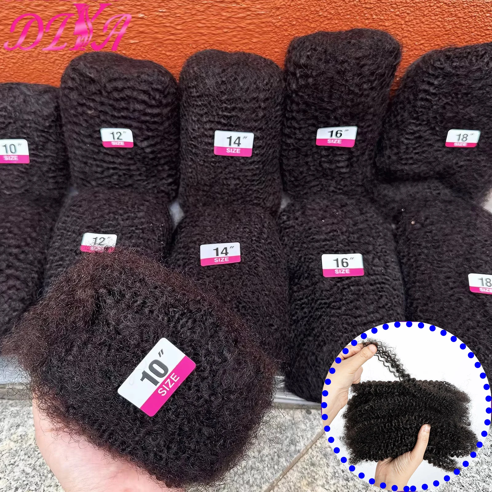Natural Color 10-18in Afro Kinkys Bulk Human Hair for Dreadlock Extensions Loc Repair Braiding Twist Tight Afro Kinky Human Hair